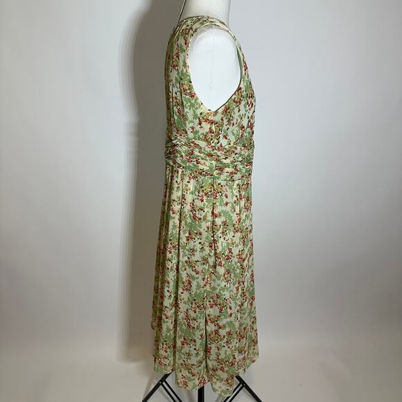 NWT Studio One Green Floral Chiffon Dress Cottagecore Womens Petite Size 12P Y2K - Picture 3 of 12